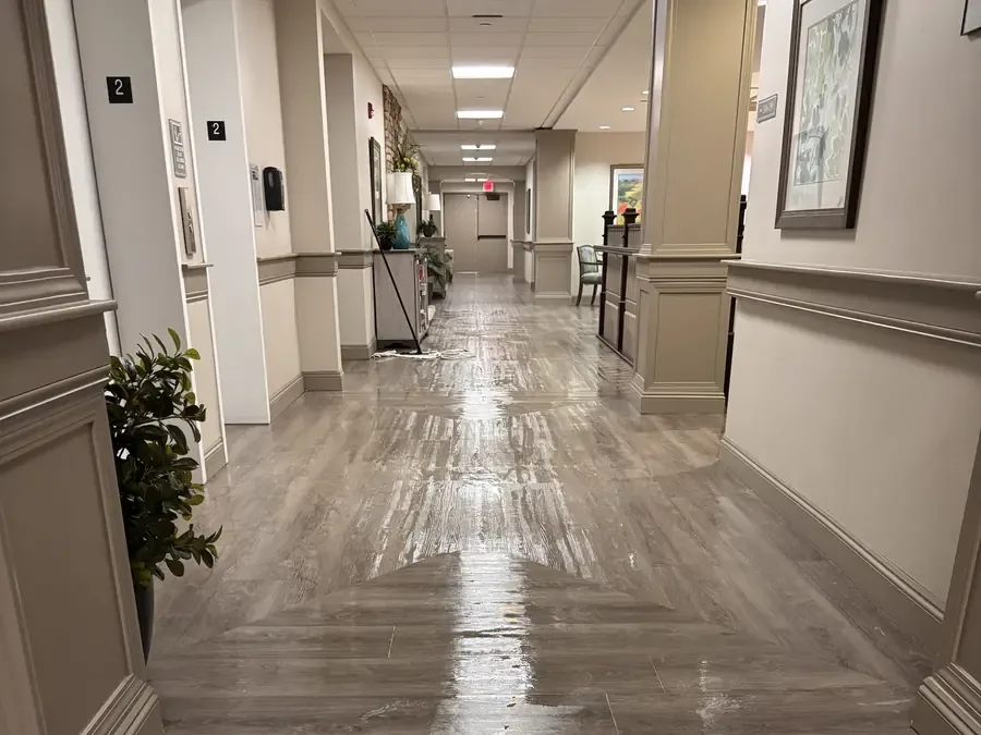 Vinyl plank corridor after cleaning