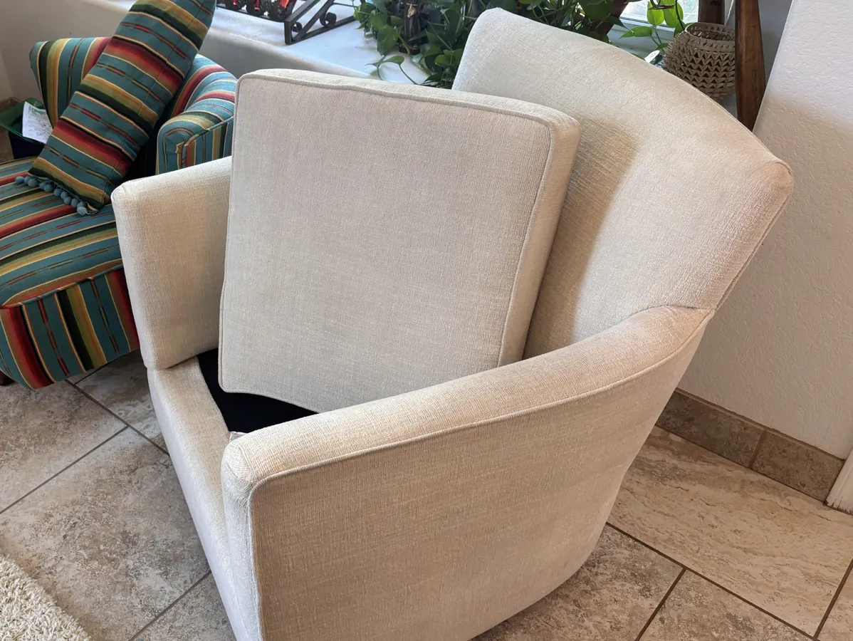Cream swivel chair after cleaning