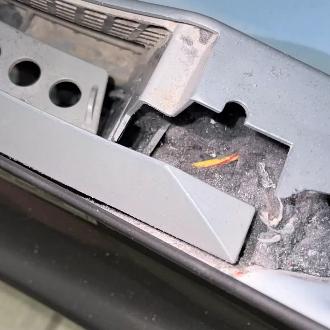 Lint packed in the trap housing