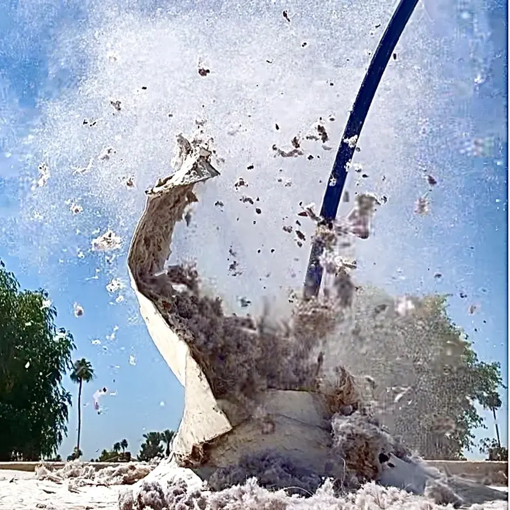 Lint cleared out of a roof termination