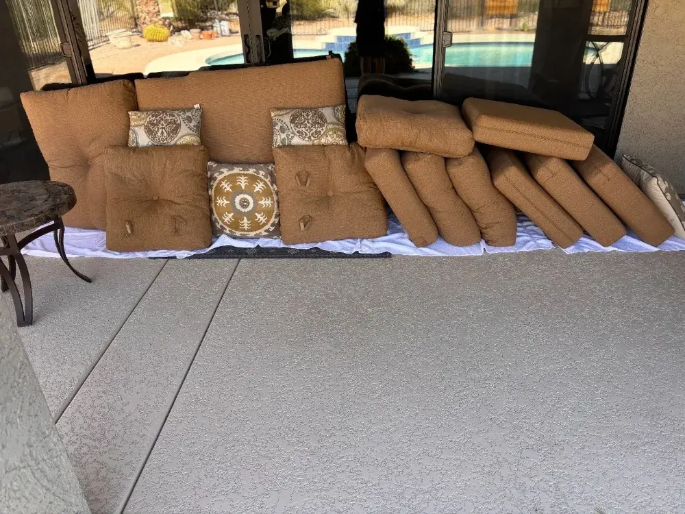 Patio cushions after cleaning