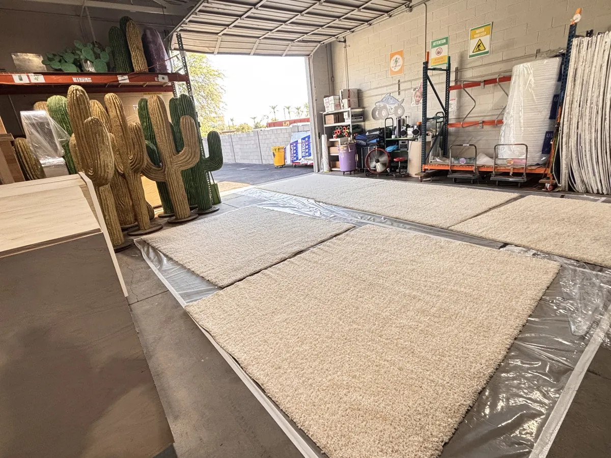 Shag rugs drying after cleaning