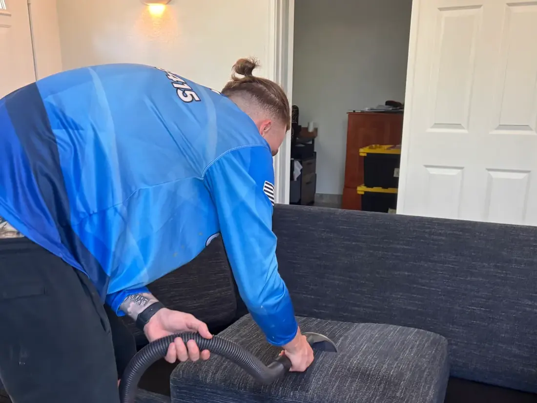 Fabric upholstery being extracted